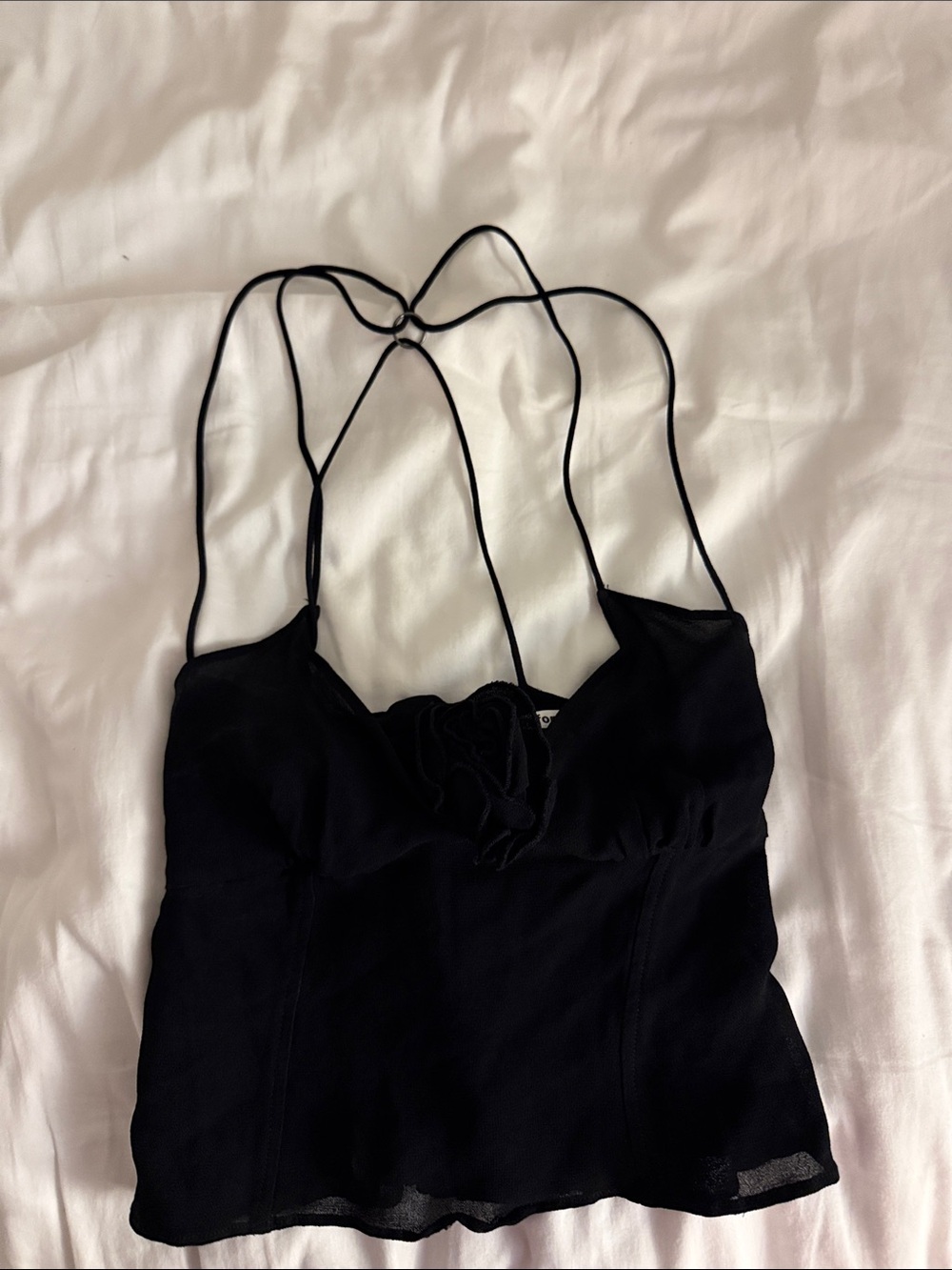 Reformation Black Silk V-Neck Spaghetti Strap Cami